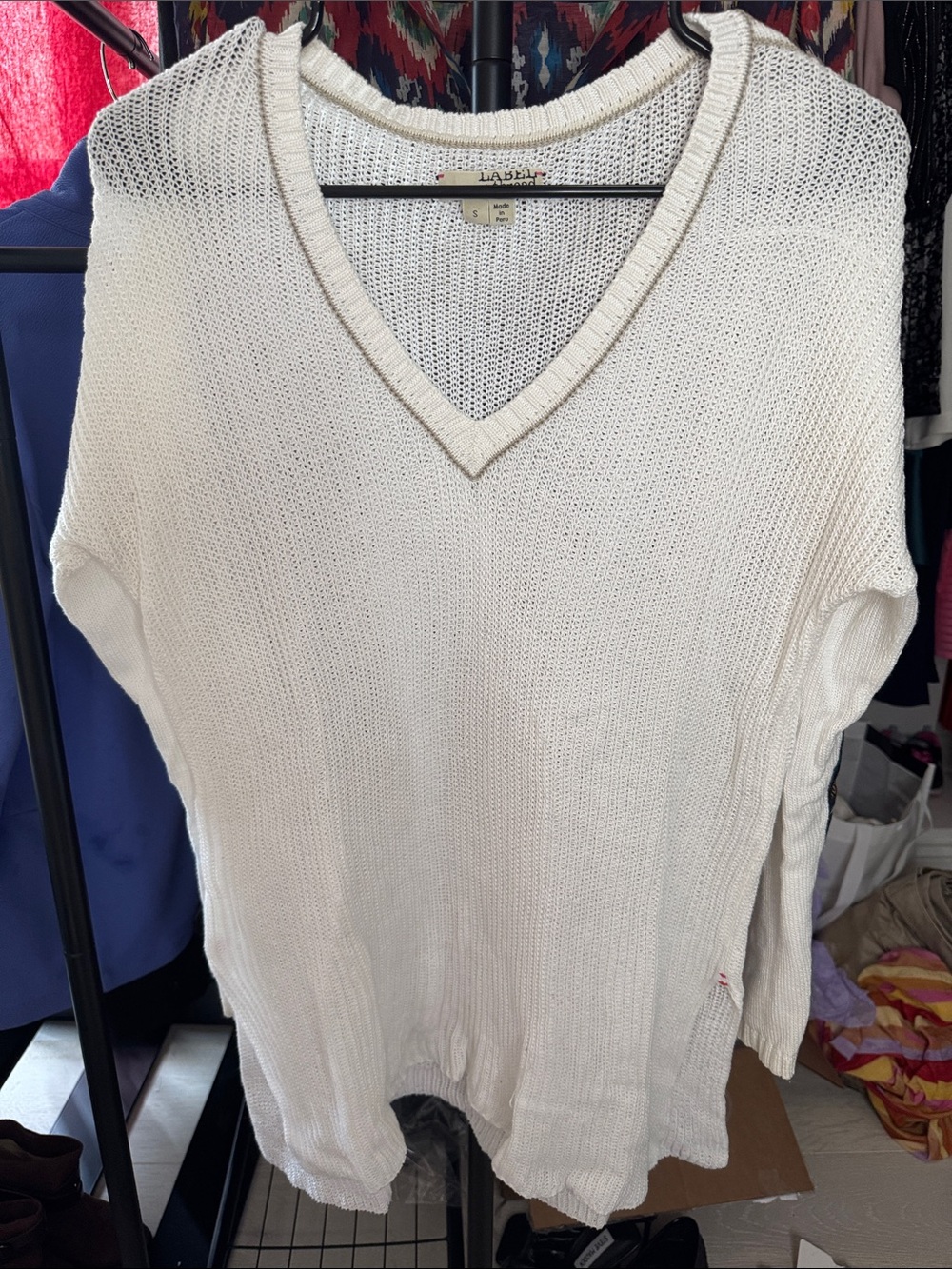 Label + thread Relaxed Oversized V-Neck Sweater